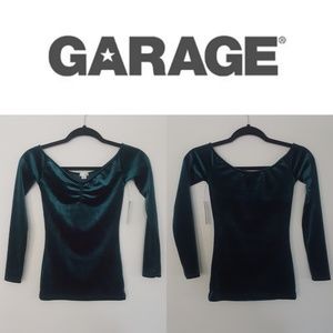 NWT Garage Teal Velvet Long Sleeve Juliette Top
